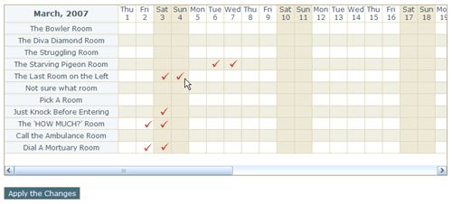 Room Availability Chart